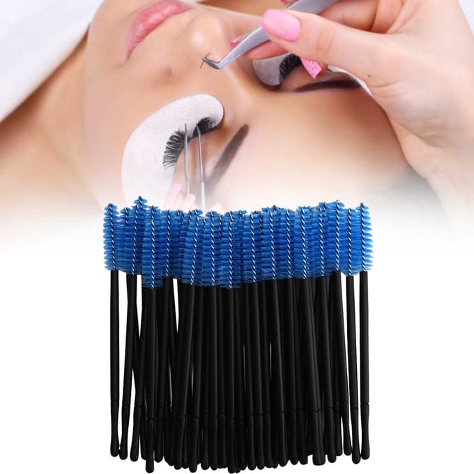100 stuks Wegwerp Wimperborstel Mascara Staafjes Applicator Make-up Borstel Set Blauw blauw