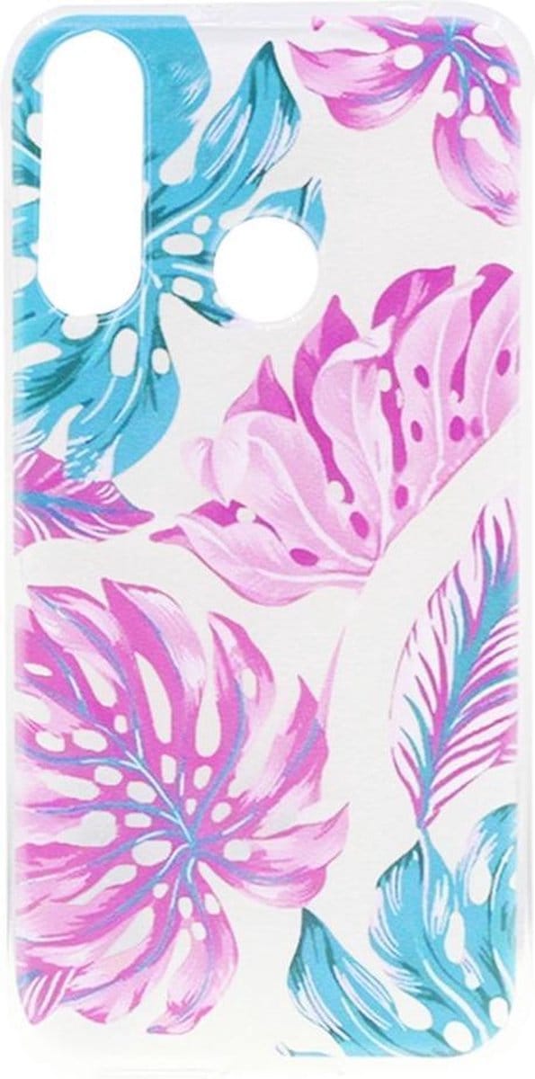 Shop4 - Wiko View 3 Hoesje - Zachte Back Case Bladeren Gekleurd
