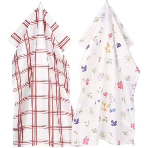 LIVARNO Set van 2 theedoeken 50 x 70 cm (Rood)