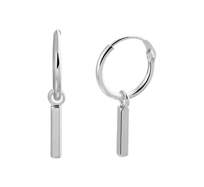 Zilver Gerhodineerde Oorringen balkje 1333130