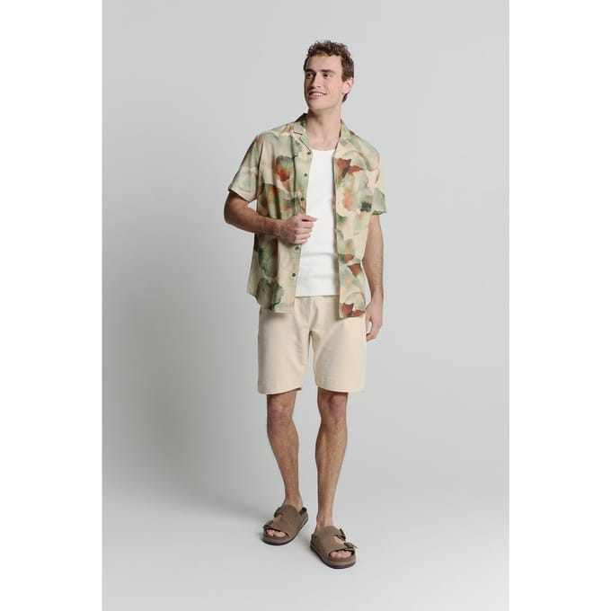 No Excess Shirt Short Sleeve Revers Collar Allover Printed With Linen  Maat: S | Casual Overhemden Outlet | Heren | Beige