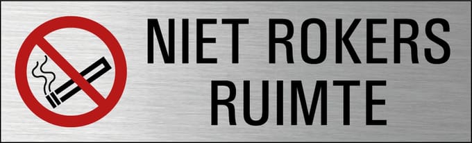 Niet rokers ruimte deurbordje met zelfklevende strip