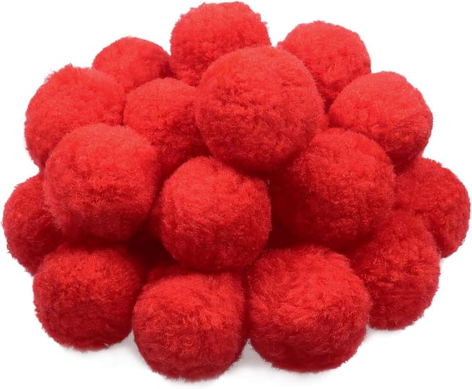 30 Stuks 5cm Grote Fluffy Pompoms Bollen in Rood voor DIY Knutselprojecten en Decoraties