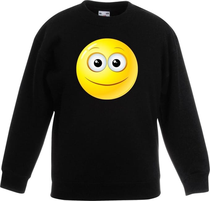 emoticon/ emoticon sweater vrolijk zwart kinderen 122/128