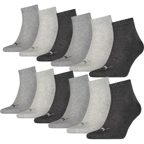 Puma Quarter Sokken Plain 12-pack Antraciet Melange-43/46
