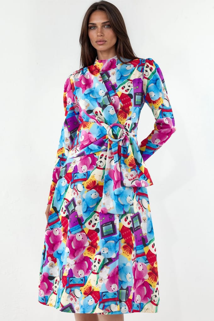 Gedrukt Wrap Midi-jurk
