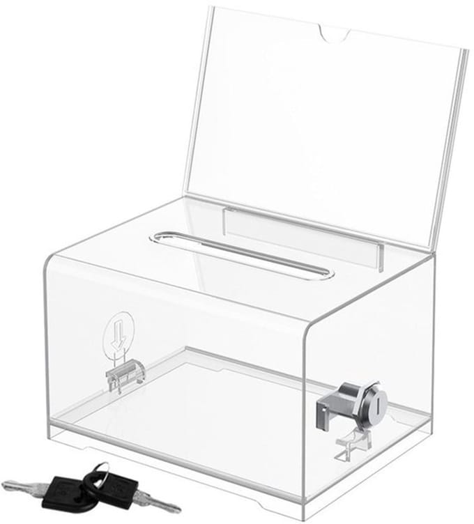 Dailygoods- Donatiebox met slot - Transparante Collectebus