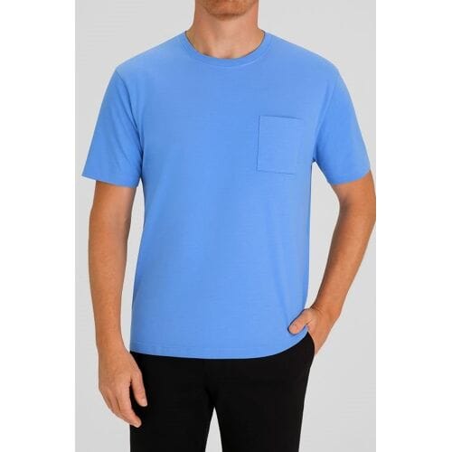 Hajo heren pyjamashirt blauw Blauw man 48