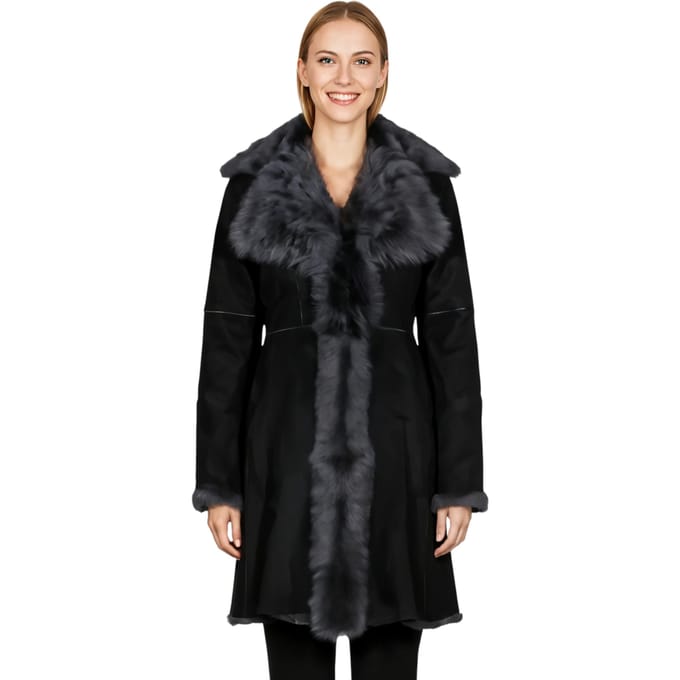 Grijze Toscaanse schapensuède leren trenchcoat voor dames - Celeste
