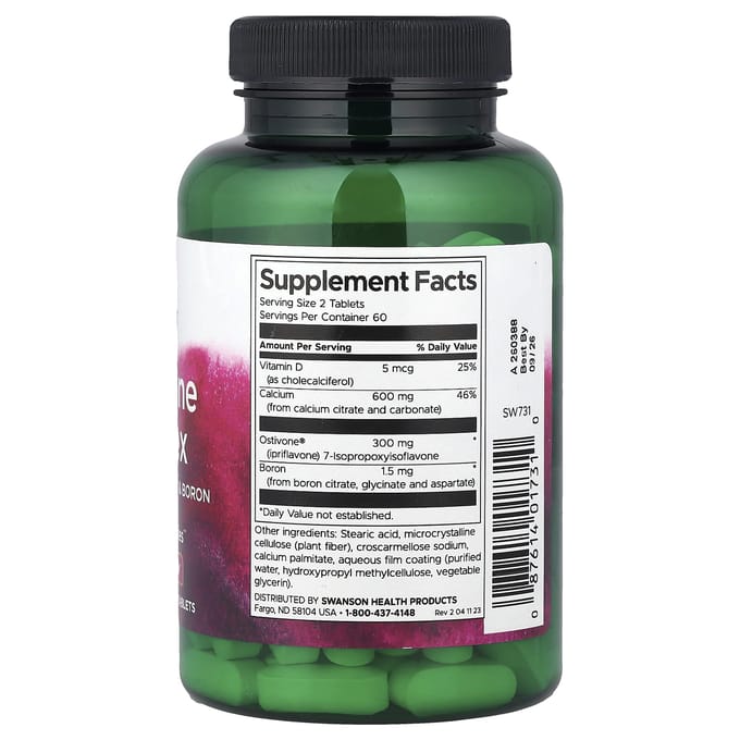 Swanson, Ipriflavoncomplex met vitamine D, calcium en borium, 120 tabletten
