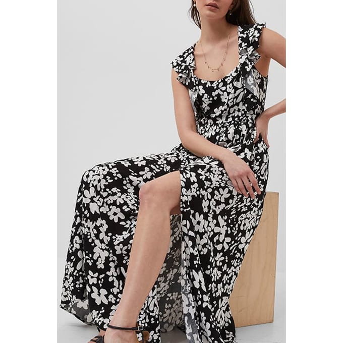 French Connection Floral Drape Strappy Maxi Drss Black/summer White Taglia: 6 | Maxi abiti Outlet | Donna | Bianco