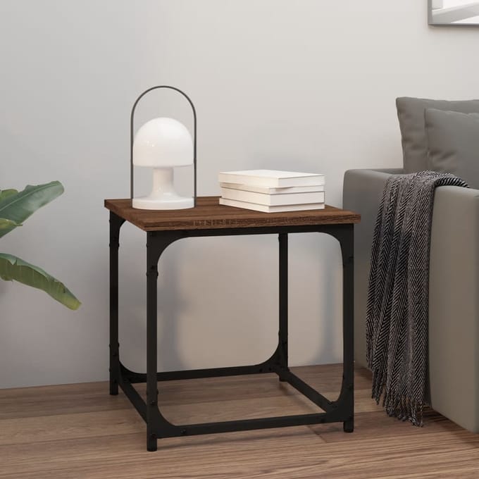 vidaXL - Bijzettafel - 40x40x40 - cm - bewerkt - hout - bruin - eikenkleur