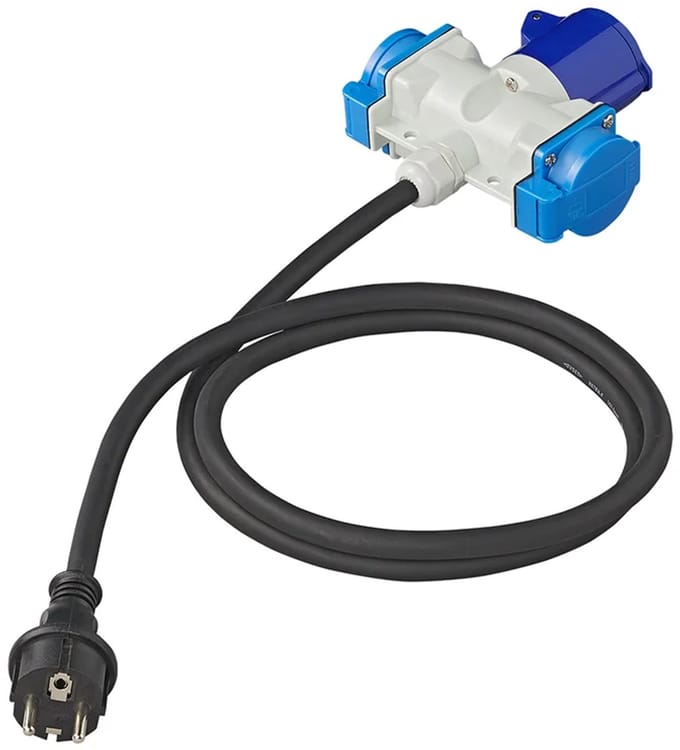 ProPlus Verloopkabel - 150cm - 3x1,5mm² - Schuko stekker naar 1xCEE - 2xSchuko Stekkerdoos