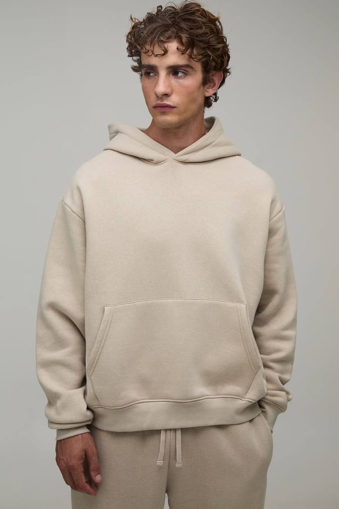 Essentiële Oversized Boxy Over-the-head Hoodie | Stone | Size Small
