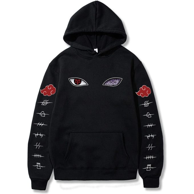 Naruto Cosplay sweat à capuche Harajuku sweats hommes sweat à capuche en coton M noir