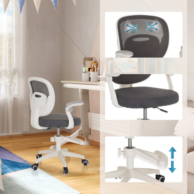 Kinderbureaustoel / kinderstoel KIDDY SMART stof grijs hjh OFFICE