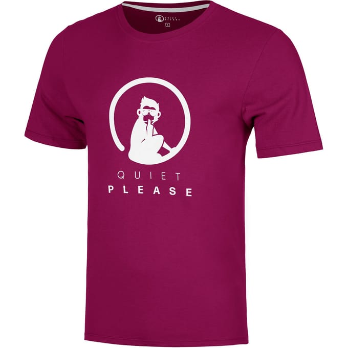 Quiet Please Trainings T-shirt Heren-berry, wit