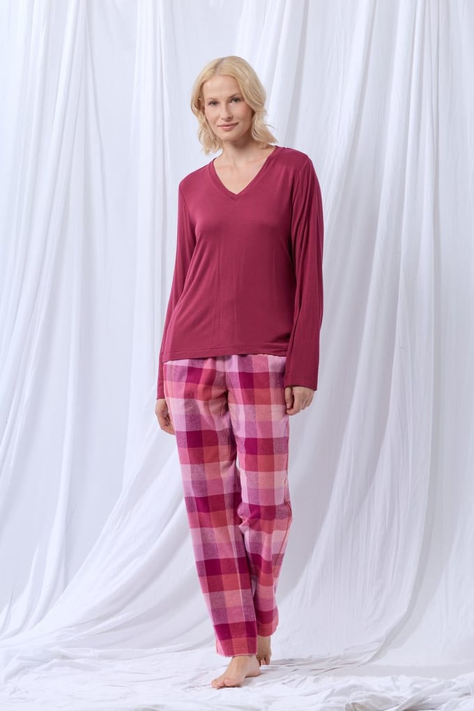 Lords & Lilies pyjama dames - wijnrood - 252-50-XPZ-W/482 - maat XXL