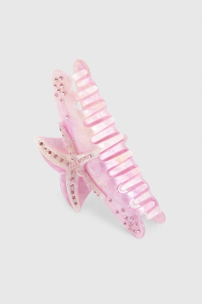 boohoo Dames Roze Hars Zeester Versierde Klauwclip