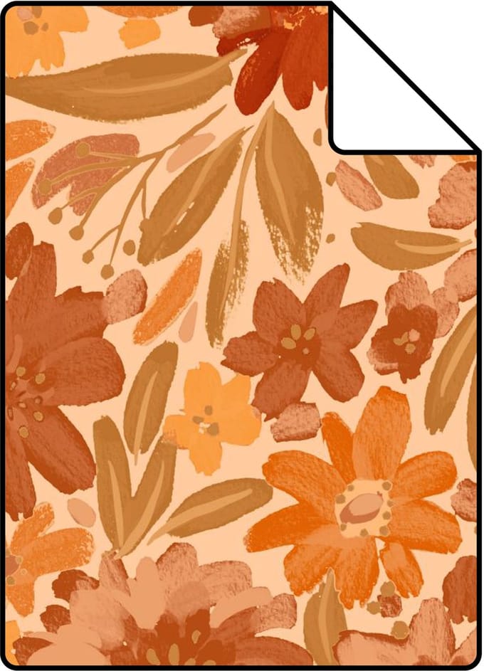 Proefstaal ESTAhome behang bloemen terracotta - 26.5 x 21 cm - 132194-S