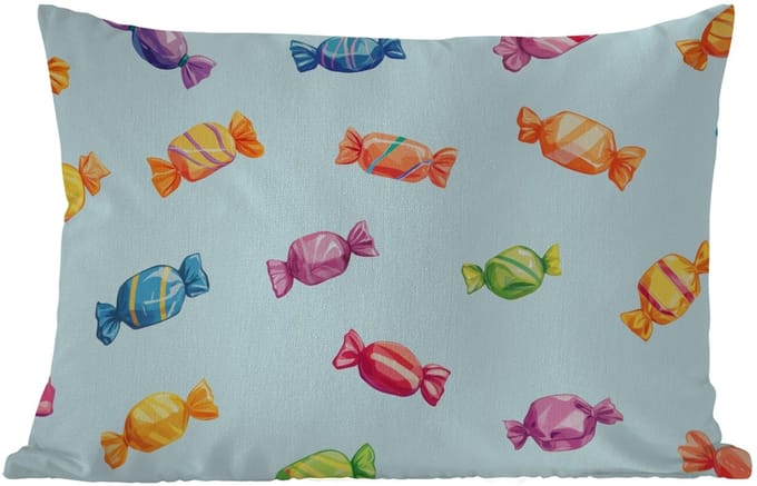 Buitenkussens - Tuin - Blauw - Patroon - Snoep - 50x30 cm
