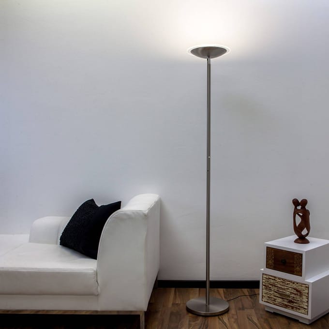 Lindby LED vloerlamp Malea, nikkelkleurig, dimbaar, 180 cm