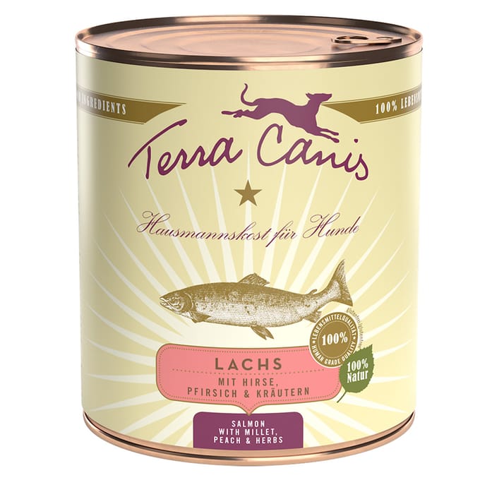 6x800g Terra Canis Zalm met gierst, perzik en kruiden nat hondenvoer