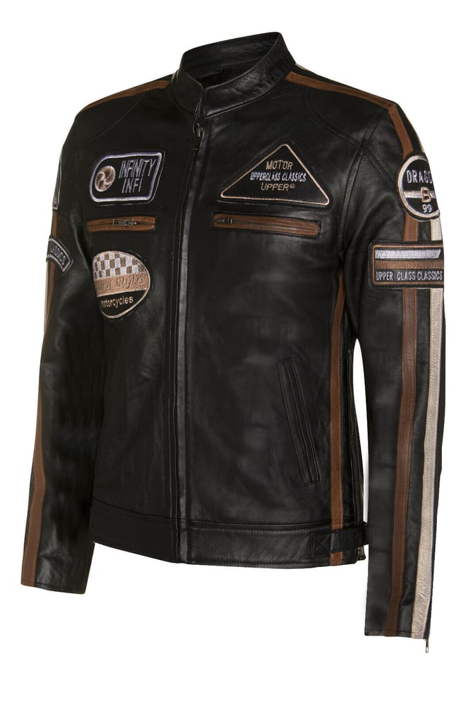 Leren race-motorfietsjack met rits
