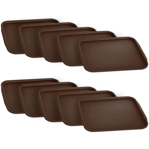 GGM Gastro (10 Stück) Serviertablett - ABS Kunststoff - 530x370mm - Braun