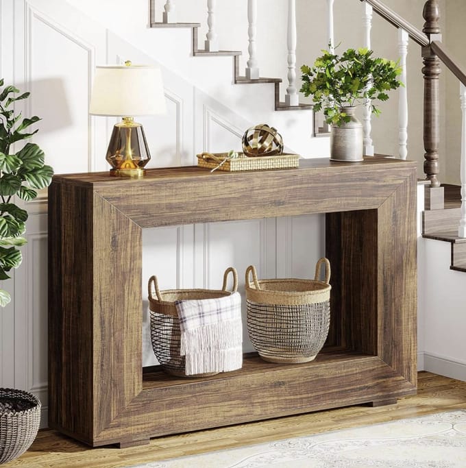 MAZAZU Industriële Sidetable - Houten Dressoir - Bruin - 120x30x85cm