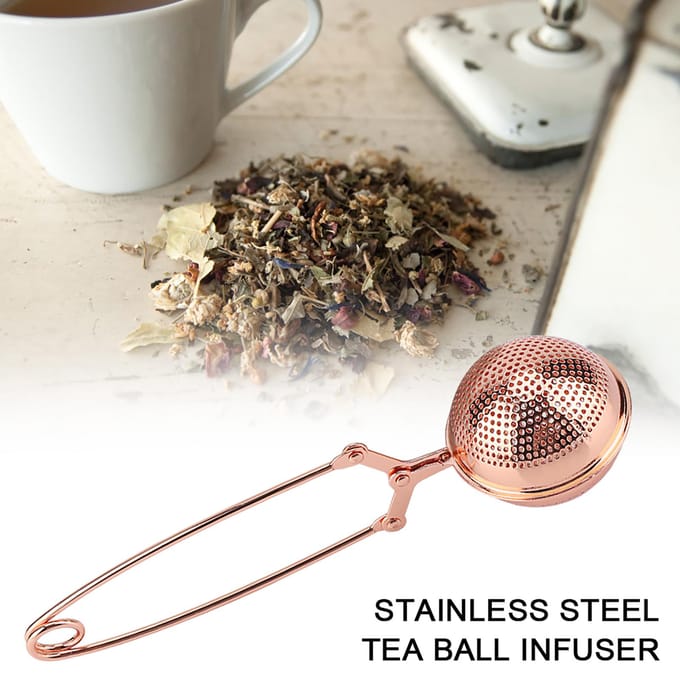 Infuseur à thé portable en acier inoxydable Passoire Réutilisable Forme boule Filtre à théière beige