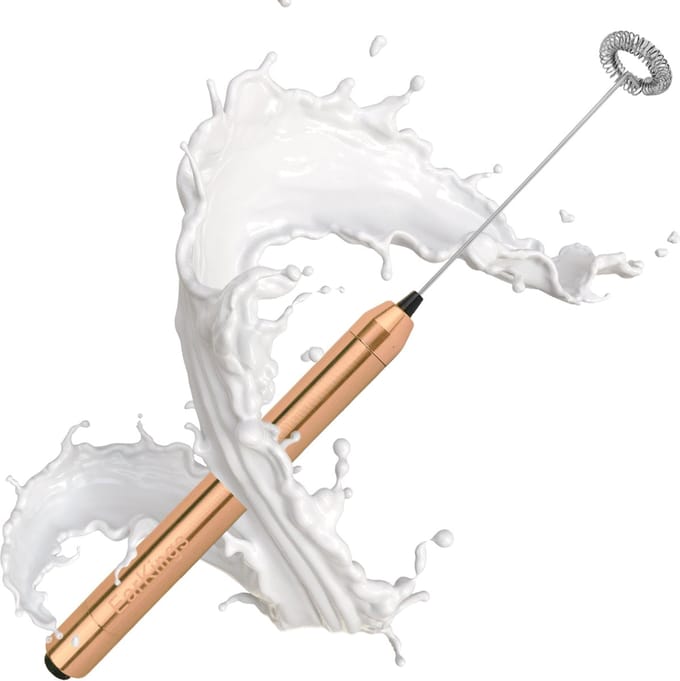 Melkopschuimer voor perfect melkschuim - Melkopschuimer Elektrisch - Melkschuimer van RVS - Melkopschuimer handmatig EarKings Rosé Goud