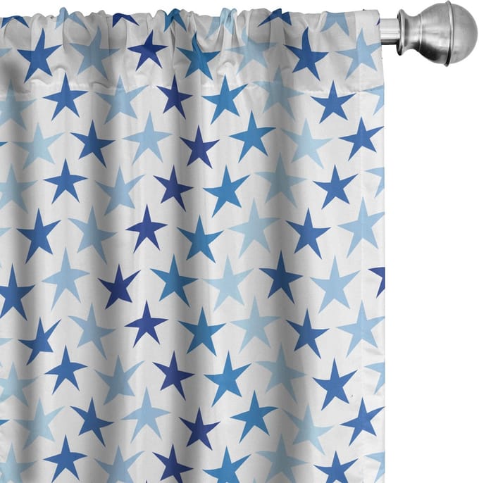 ABAKUHAUS Sterren Gordijnen – Gradiënt Blauw/Wit – 2x75x175 cm