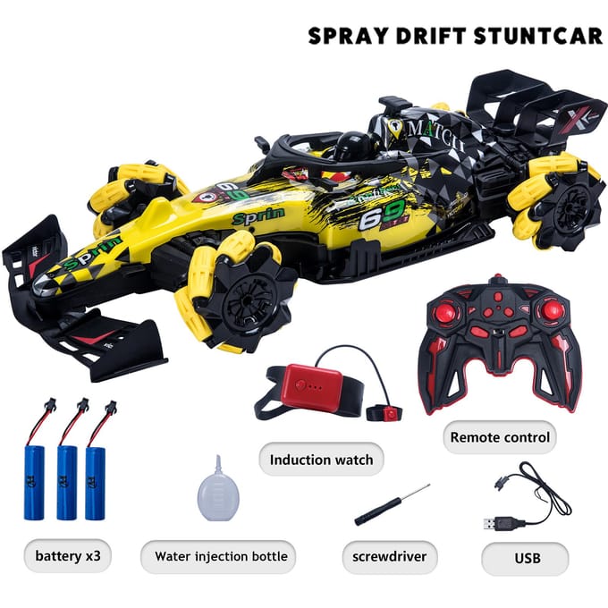 Afstandsbediening Spray Car Afstandsbediening Stunt Car 2,4 GHz met functie 360 ​​graden rotatiedemonstratie 2 battery blauw