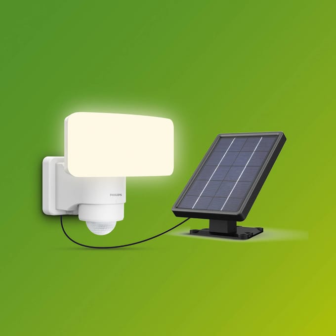 Philips Tylus beveiligingslamp - UltraEfficient LED - Solar buitenlamp - Koel wit licht; 5000K - Wit - Bewegingssensor - Schemersensor - Zonne-energie