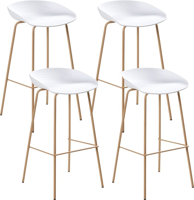 VENLO - Set van 4 barstoelen - Wit - Synthetisch materiaal