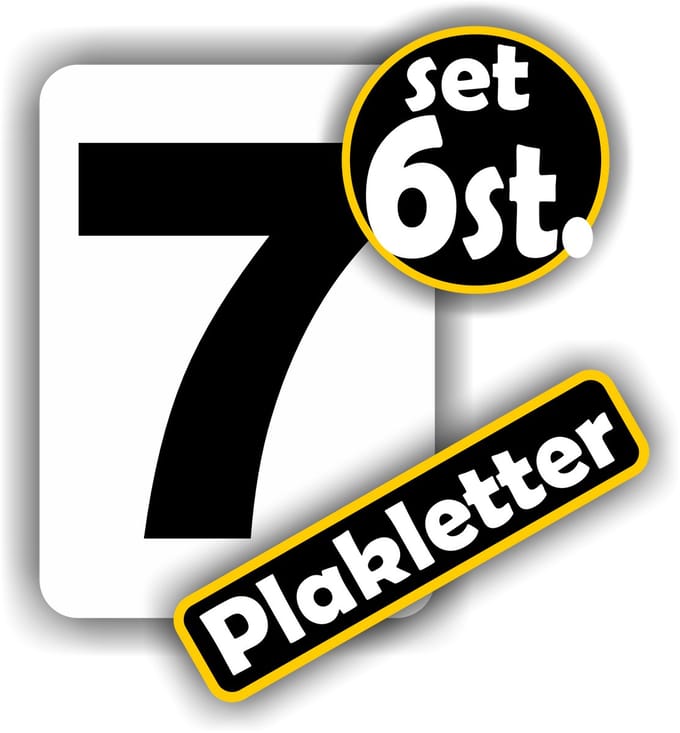 Jerma - Plakcijfers nr. - 7 - Sticker - set 6 st. - 7 x 5 cm - Zelfklevend - Vinyl - Weerbestendig