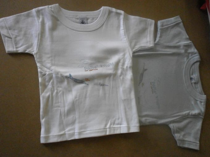 Petit Bateau - 2 pack - Onderhemd - T shirt korte mouw - Vliegtuig - 2 jaar 86