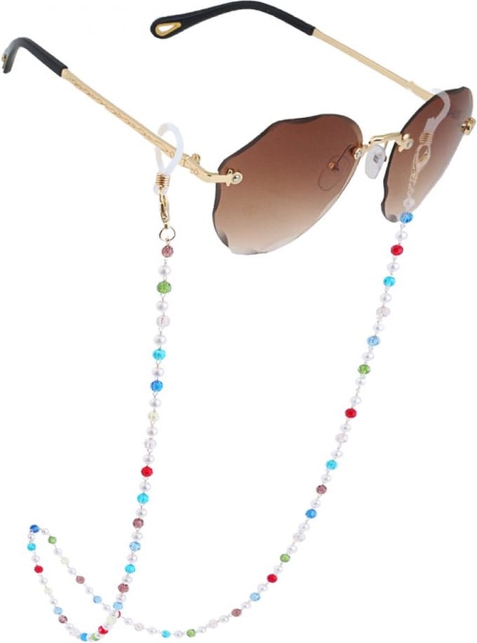 Multicolor brillenketting met glazen kralen - Brillenkoord