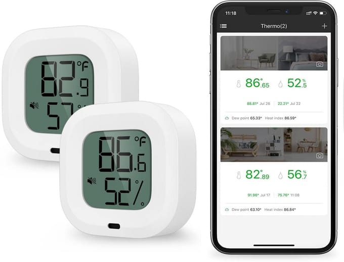 Draadloze Thermometer Hygrometer met Bluetooth en Data-Export voor Binnen
