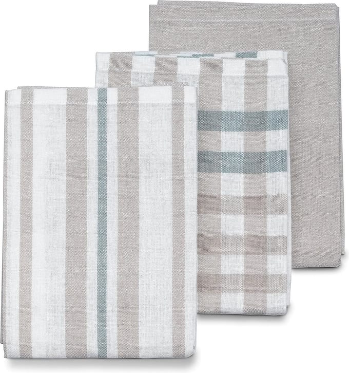 Theedoeken, Set van 3, Licht Grijs, 65 x 45 x 0.2 cm - Kela | Pasado
