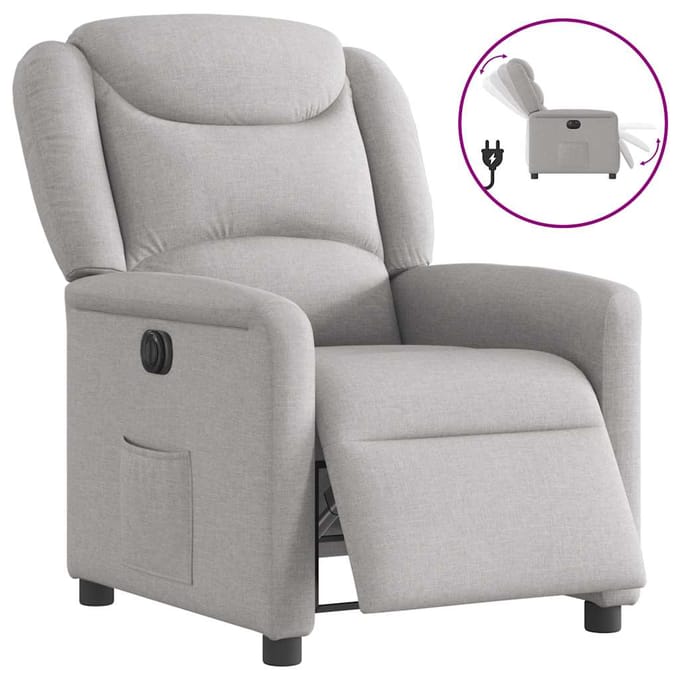 vidaXL - Fauteuil - elektrisch - verstelbaar - stof - wolk - grijs