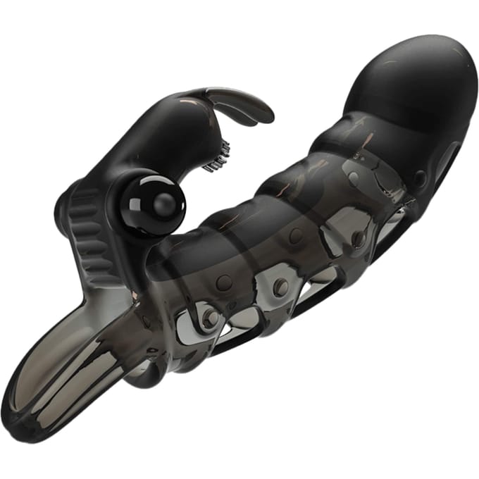 Pretty Love - Penis Sleeve met Rabbit Clitoris Stimulator – Cuper - Zwart
