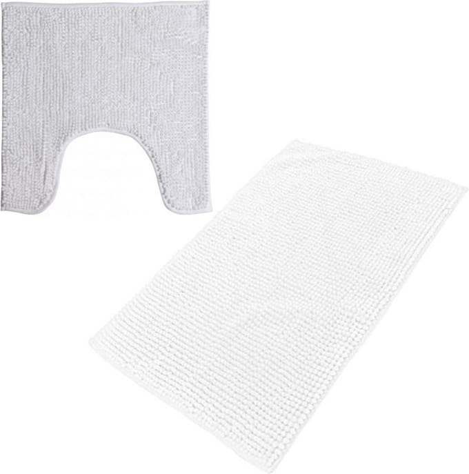 Urban Living badkamer droogloop matjes/tapijt - set 2x stuks - polyester - parel wit
