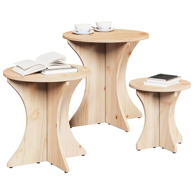 vidaXL - Salontafel - 3 - st - Naturel - 46 - x - 46 - x - 47 - cm