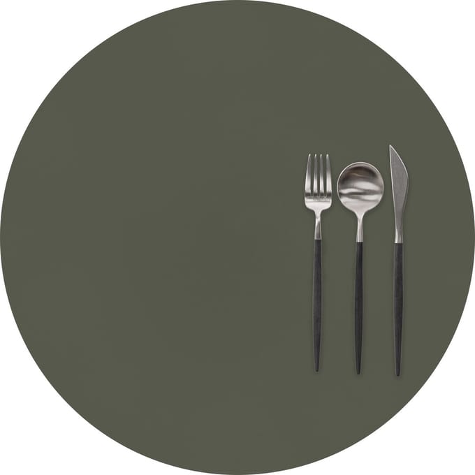 ZICZAC - Placemat TOGO - SET/6 - Rond - Dubbelzijdig - Kunstleer - Dia 38 cm, grijs