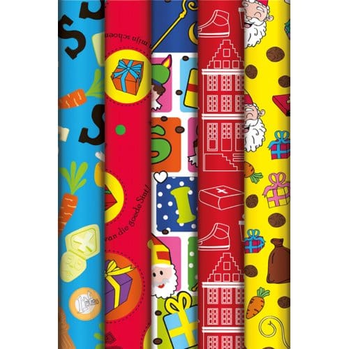 Cadeaupapier sinterklaas, formaat 200 x 70 cm., assorti