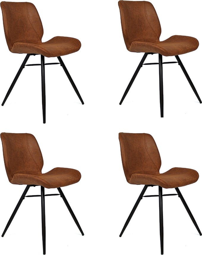 Bronx71® Industriële eetkamerstoel Barrel cognac eco leer- Eetkamerstoelen set van 4 - stoel