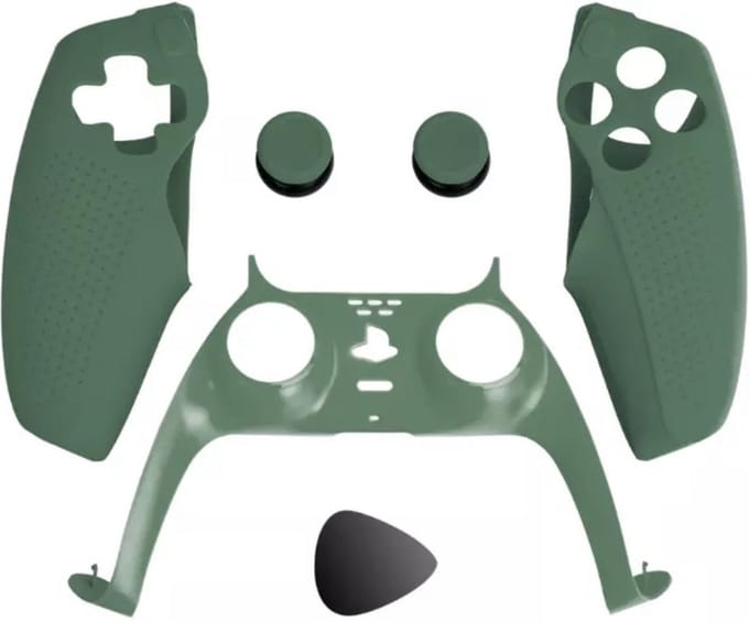 DrPhone PSX 2– Controller Case – Beschermhoes met Hardplastic Middenplaat & 2x Thumsticks - Geschikt voor PS5 - Extra Grip -Groen