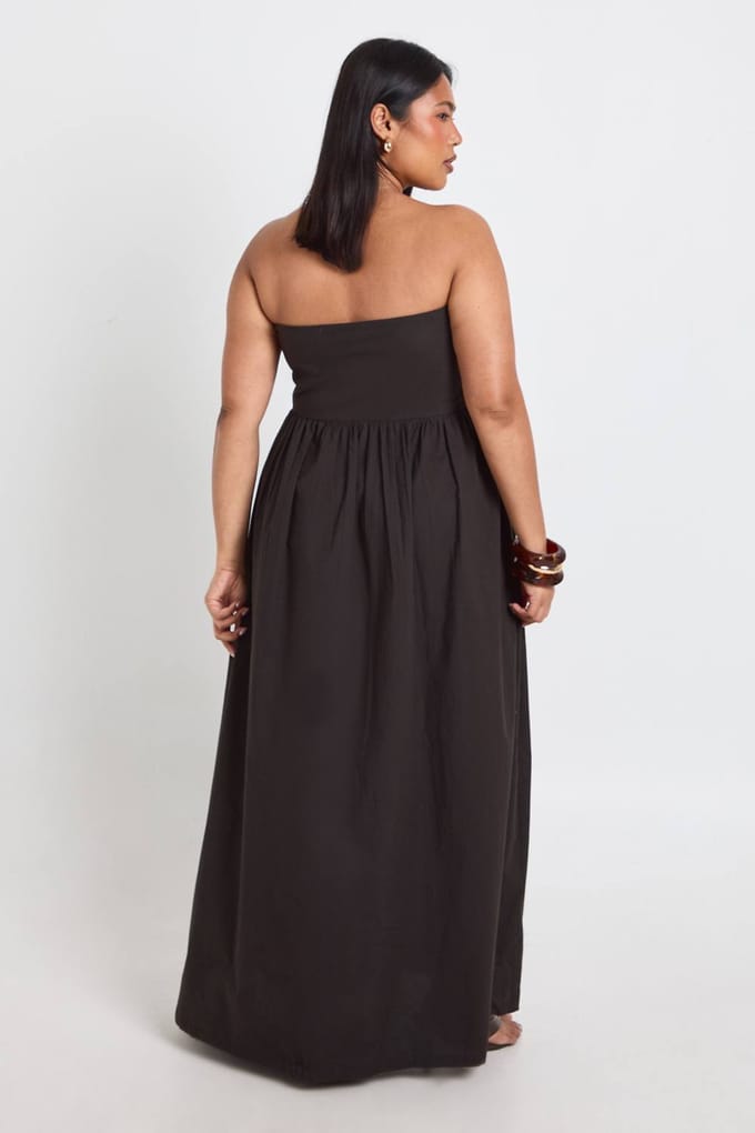 boohoo Dames Plus Bandeau Midaxi Jurk | Zwart | Maat: 44